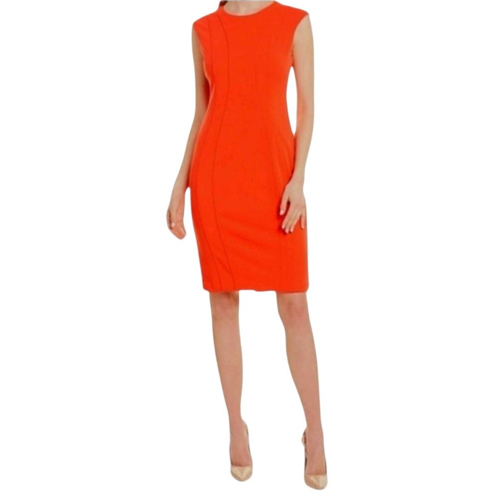 Kobi Halperin Shai Vibrant Orange Sleeveless Sheath Midi Dress 2